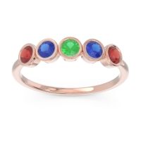 Emerald Fashion Ring In 18K Rose Gold With Blue Sapphire And Garnet – Saciva Minimalist Ring