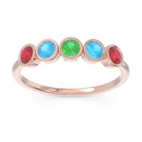 Emerald Fashion Ring In 18K Rose Gold With Swiss Blue Topaz And Ruby – Saciva Minimalist Ring