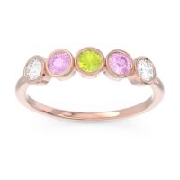 Peridot Fashion Ring In 18K Rose Gold With Pink Tourmaline And Lab Diamond – Saciva Minimalist Ring