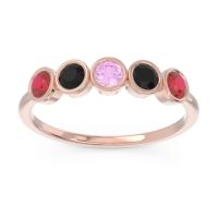 Pink Tourmaline Fashion Ring In 14K Rose Gold With Black Onyx And Ruby – Saciva Minimalist Ring
