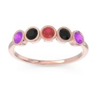 Ruby Fashion Ring In 18K Rose Gold With Black Onyx And Amethyst – Saciva Minimalist Ring