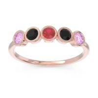 Ruby Fashion Ring In 18K Rose Gold With Black Onyx And Pink Tourmaline – Saciva Minimalist Ring