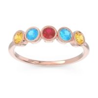 Ruby Fashion Ring In 18K Rose Gold With Swiss Blue Topaz And Citrine – Saciva Minimalist Ring