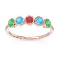 Ruby Fashion Ring In 18K Rose Gold With Swiss Blue Topaz And Emerald – Saciva Minimalist Ring