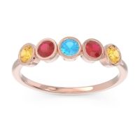 Swiss Blue Topaz Fashion Ring In 18K Rose Gold With Ruby And Citrine – Saciva Minimalist Ring