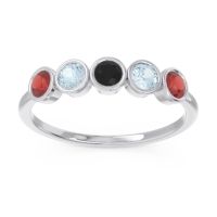 Black Onyx Fashion Ring In 14k White Gold With Aquamarine And Garnet – Saciva Minimalist Ring