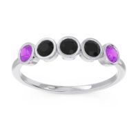Black Onyx Fashion Ring In Palladium With Amethyst – Saciva Minimalist Ring