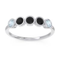 Black Onyx Fashion Ring In Palladium With Aquamarine – Saciva Minimalist Ring