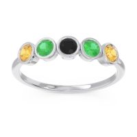 Black Onyx Fashion Ring In 14k White Gold With Emerald And Citrine – Saciva Minimalist Ring