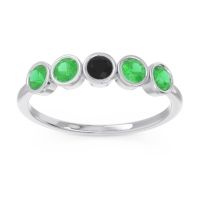Black Onyx Fashion Ring In 14k White Gold With Emerald – Saciva Minimalist Ring