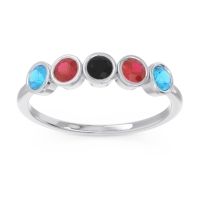 Black Onyx Fashion Ring In 14k White Gold With Ruby And Swiss Blue Topaz – Saciva Minimalist Ring