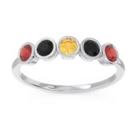Citrine Fashion Ring In 14k White Gold With Black Onyx And Garnet – Saciva Minimalist Ring