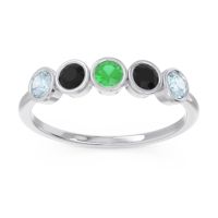 Emerald Fashion Ring In 14k White Gold With Black Onyx And Aquamarine – Saciva Minimalist Ring