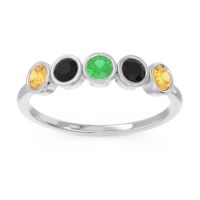 Emerald Fashion Ring In 14k White Gold With Black Onyx And Citrine – Saciva Minimalist Ring