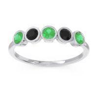 Emerald Fashion Ring In 14k White Gold With Black Onyx – Saciva Minimalist Ring