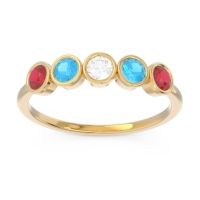 Lab Diamond Fashion Ring In 18k Yellow Gold With Swiss Blue Topaz And Ruby – Saciva Minimalist Ring