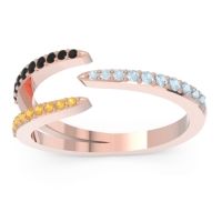 Aquamarine Fashion Ring In 14K Rose Gold With Black Onyx And Citrine – Saggraha Minimalist Ring
