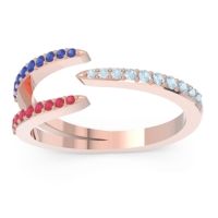 Aquamarine Fashion Ring In 14K Rose Gold With Blue Sapphire And Ruby – Saggraha Minimalist Ring