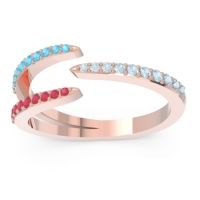 Aquamarine Fashion Ring In 18K Rose Gold With Swiss Blue Topaz And Ruby – Saggraha Minimalist Ring