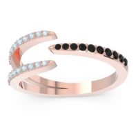 Black Onyx Fashion Ring In 14K Rose Gold With Aquamarine – Saggraha Minimalist Ring