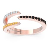 Black Onyx Fashion Ring In 14K Rose Gold With Aquamarine And Citrine – Saggraha Minimalist Ring