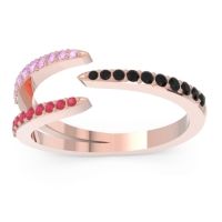 Black Onyx Fashion Ring In 14K Rose Gold With Pink Tourmaline And Ruby – Saggraha Minimalist Ring