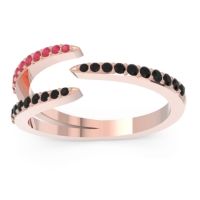 Black Onyx Fashion Ring In 18K Rose Gold With Ruby – Saggraha Minimalist Ring