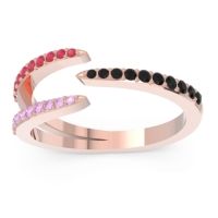 Black Onyx Fashion Ring In 18K Rose Gold With Ruby And Pink Tourmaline – Saggraha Minimalist Ring