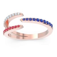 Blue Sapphire Fashion Ring In 14K Rose Gold With Aquamarine And Ruby – Saggraha Minimalist Ring