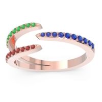 Blue Sapphire Fashion Ring In 18K Rose Gold With Emerald And Garnet – Saggraha Minimalist Ring