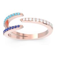 Lab Diamond Fashion Ring In 18K Rose Gold With Swiss Blue Topaz And Blue Sapphire – Saggraha Minimalist Ring