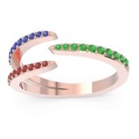 Emerald Fashion Ring In 18K Rose Gold With Blue Sapphire And Garnet – Saggraha Minimalist Ring