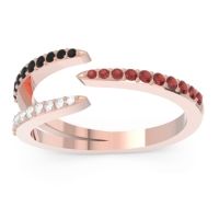 Garnet Fashion Ring In 18K Rose Gold With Black Onyx And Lab Diamond – Saggraha Minimalist Ring