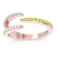 Peridot Fashion Ring In 18K Rose Gold With Aquamarine And Lab Diamond – Saggraha Minimalist Ring