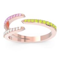 Peridot Fashion Ring In 18K Rose Gold With Pink Tourmaline And Lab Diamond – Saggraha Minimalist Ring