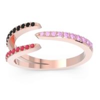 Pink Tourmaline Fashion Ring In 14K Rose Gold With Black Onyx And Ruby – Saggraha Minimalist Ring