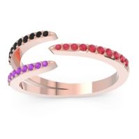 Ruby Fashion Ring In 18K Rose Gold With Black Onyx And Amethyst – Saggraha Minimalist Ring