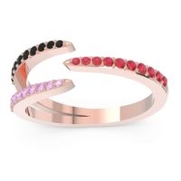 Ruby Fashion Ring In 18K Rose Gold With Black Onyx And Pink Tourmaline – Saggraha Minimalist Ring