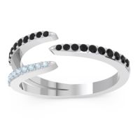 Black Onyx Fashion Ring In Palladium With Aquamarine – Saggraha Minimalist Ring