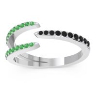 Black Onyx Fashion Ring In 14k White Gold With Emerald – Saggraha Minimalist Ring