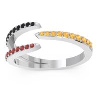 Citrine Fashion Ring In 14k White Gold With Black Onyx And Garnet – Saggraha Minimalist Ring