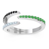 Emerald Fashion Ring In 14k White Gold With Black Onyx And Aquamarine – Saggraha Minimalist Ring