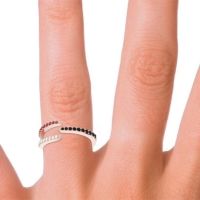 Petite Modern Open Pave Saggraha Ring