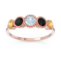 Aquamarine Fashion Ring In 14K Rose Gold With Black Onyx And Citrine – Avastha Minimalist Ring