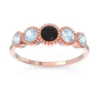 Black Onyx Fashion Ring In 14K Rose Gold With Aquamarine – Avastha Minimalist Ring