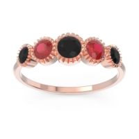 Black Onyx Fashion Ring In 18K Rose Gold With Ruby – Avastha Minimalist Ring