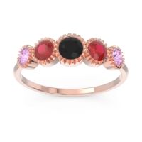 Black Onyx Fashion Ring In 18K Rose Gold With Ruby And Pink Tourmaline – Avastha Minimalist Ring