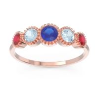 Blue Sapphire Fashion Ring In 14K Rose Gold With Aquamarine And Ruby – Avastha Minimalist Ring
