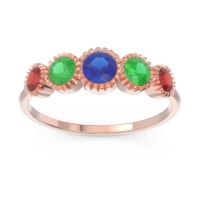 Blue Sapphire Fashion Ring In 18K Rose Gold With Emerald And Garnet – Avastha Minimalist Ring