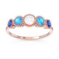 Lab Diamond Fashion Ring In 18K Rose Gold With Swiss Blue Topaz And Blue Sapphire – Avastha Minimalist Ring